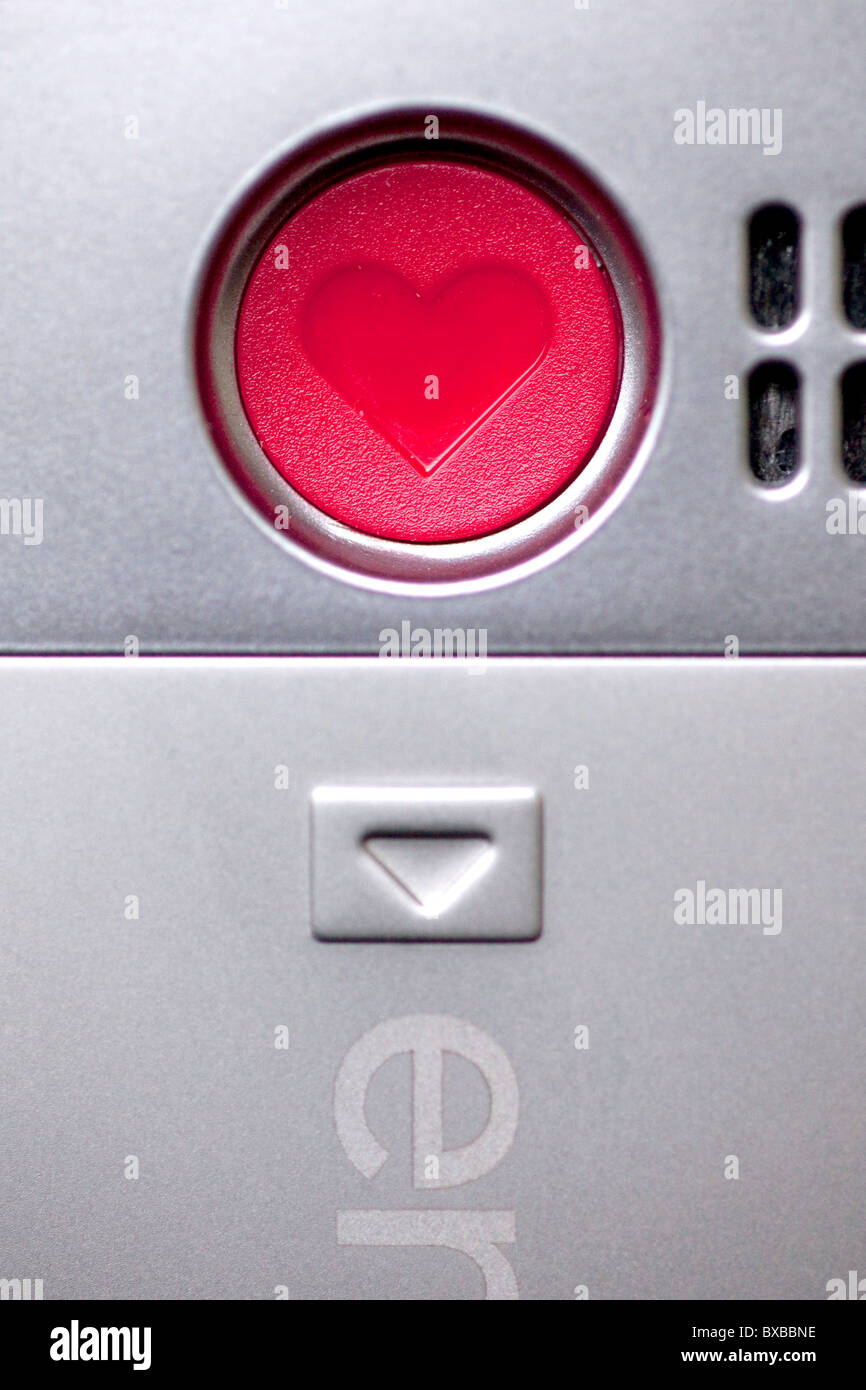 Mobile phone for senior citizens, Emporia Life Plus, emergency call button, a red heart on the back Stock Photo