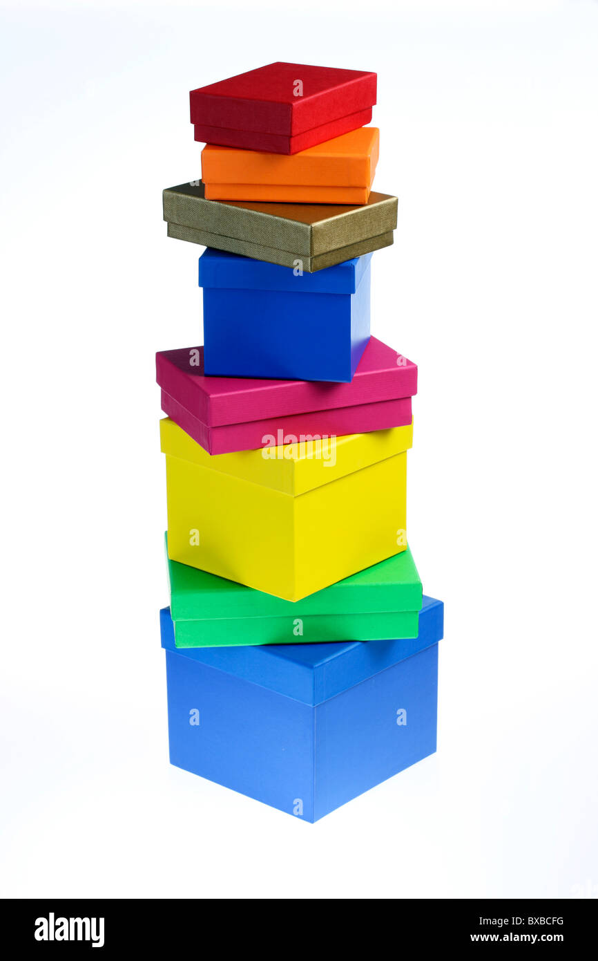 Cardboard boxes, for gifts, presents, valuables, archiving, storage of nice things. Stock Photo