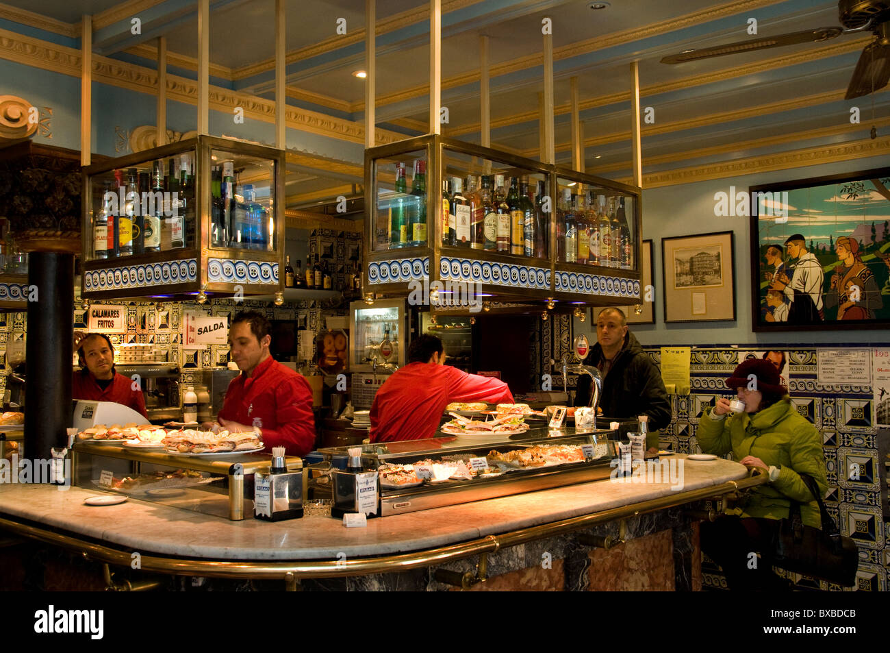 Plaza Nueva Bilbao Spain Restaurant Bar Pub Cafe tapas pinchos Stock