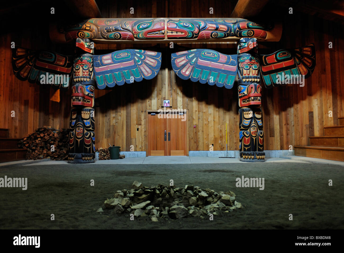 The Smokehouse in Klemtu, religious center of the Xia-Xia Indians, Canada Stock Photo