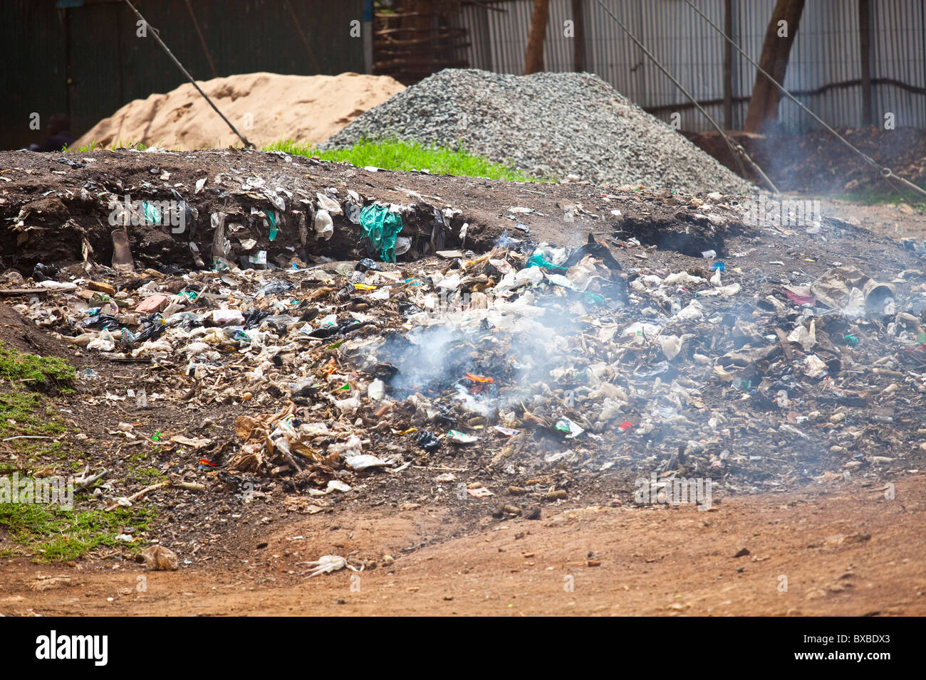 Burning rubbish, Nairobi, Kenya Stock Photo