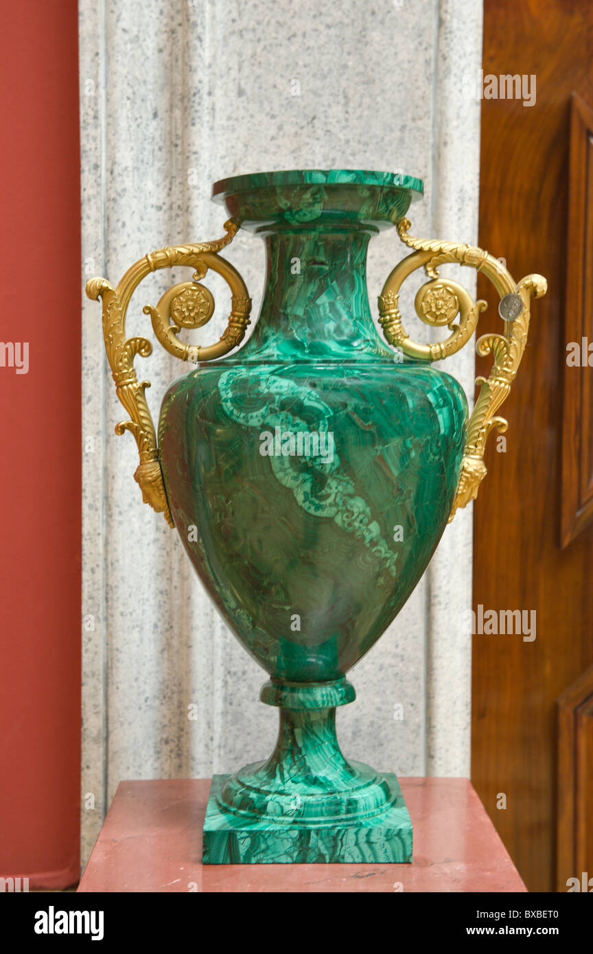 The Hermitage Italian Skylight Hall Malachite vase St Petersburg Russia  Stock Photo - Alamy