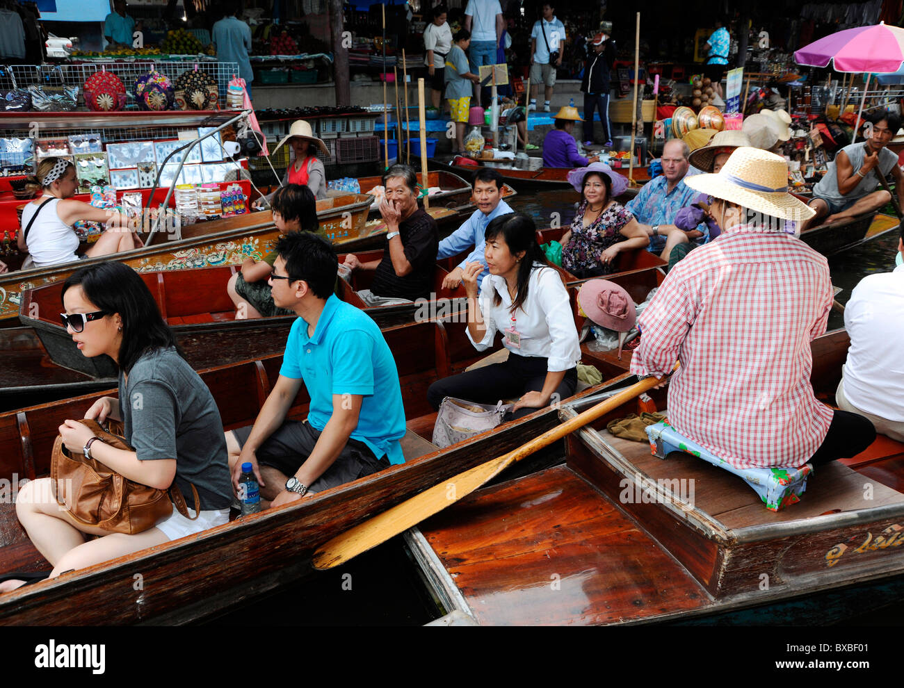 Tourists at the Floating Market, Bangkok, Thailand, Asia Stock Photo
