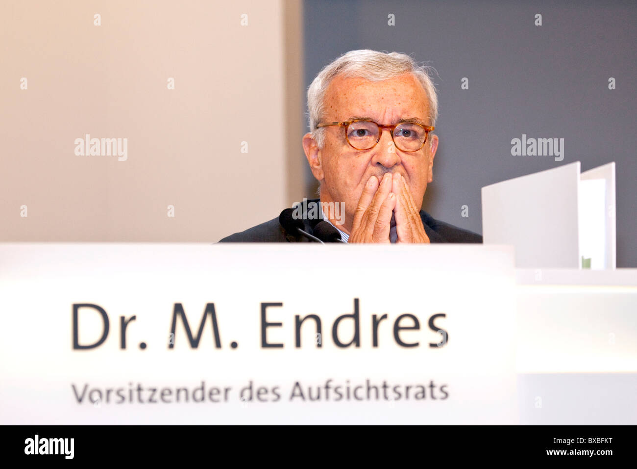 Michael Endres, chairman of the supervisory board, at the shareholders' meeting on 13.08.2009 in Munich, Bavaria Stock Photo