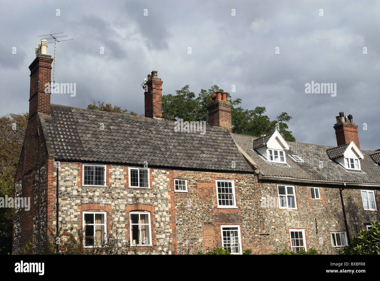 Stone built cottages Norwich UK Stock Photo Alamy