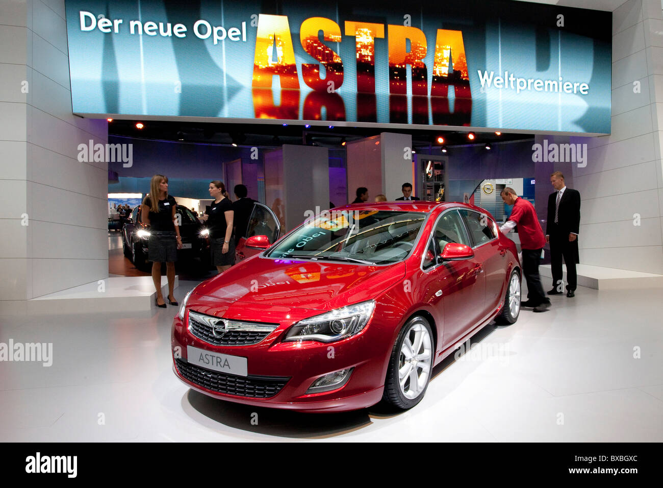 Presentation of the new Opel Astra car at the 63. Internationale Automobilausstellung International Motor Show IAA 2009 in Stock Photo