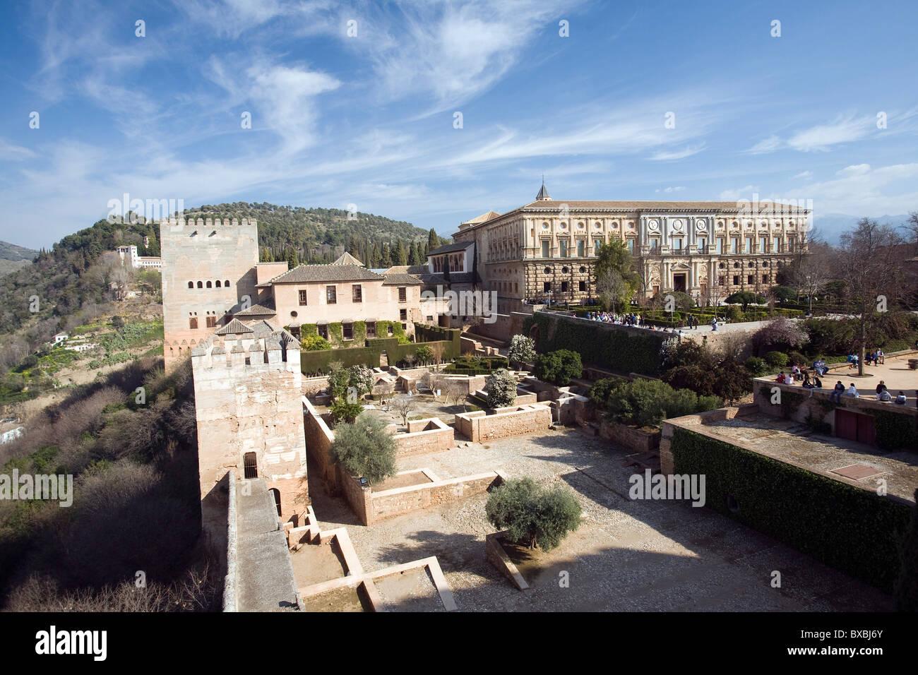 Citadel and the Palace of King Charles V at the Alhambra, Granada, Spain Stock Photo