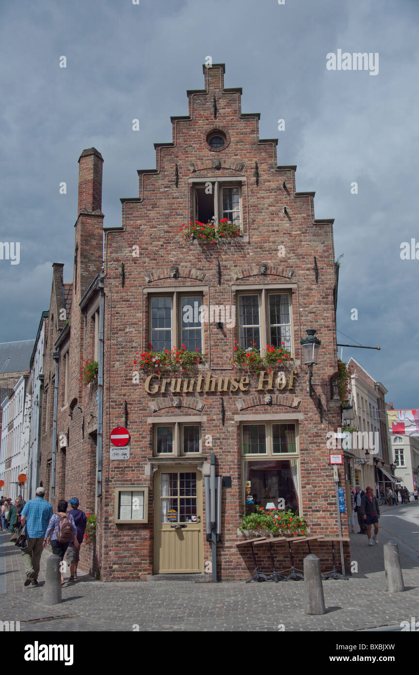 Gruuthuse Hof, one of the top restaurants in Bruges, Belgium. It has been going since 1955. Stock Photo