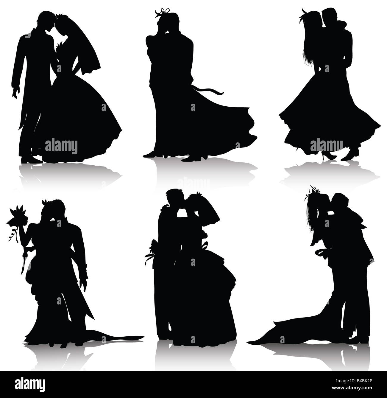 Wedding silhouettes isolated on white background Stock Photo - Alamy