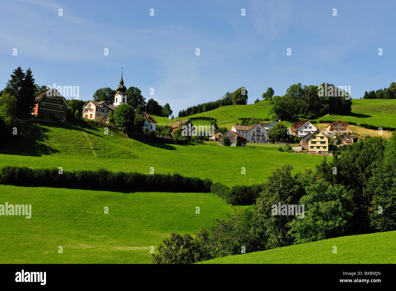 Haslen, a typical village in the canton of Appenzell, Canton of Appenzell, Switzerland, Europe Stock Photo