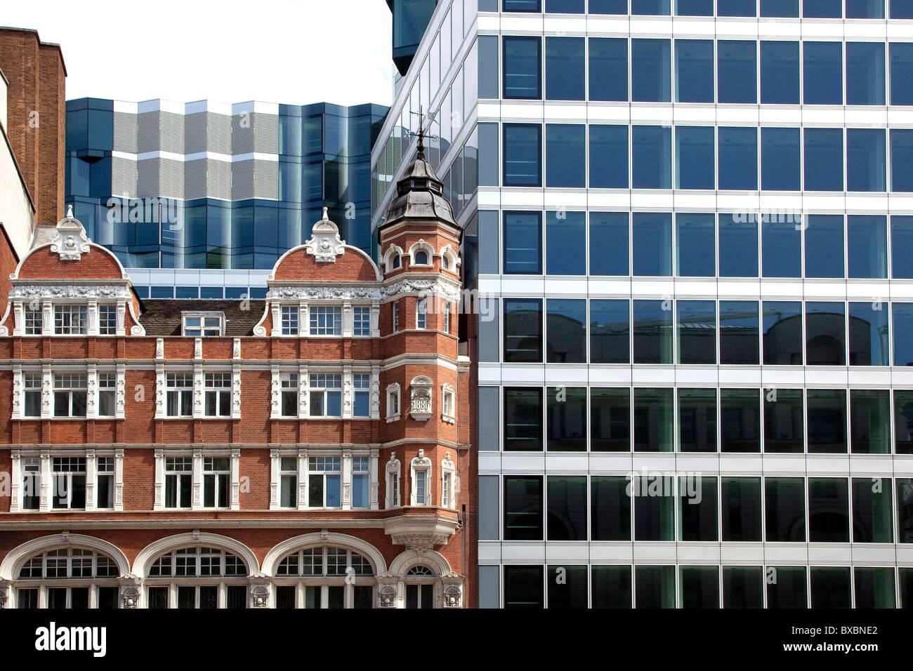Victorian-style brick building and modern architecture in London, England, United Kingdom, Europe Stock Photo