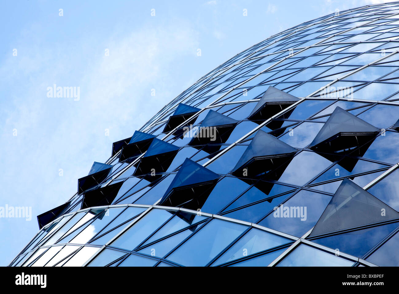 Headquarters of the Swiss-Re Insurance, Swiss Re Building, Swiss Re Tower in London, England, United Kingdom, Europe Stock Photo