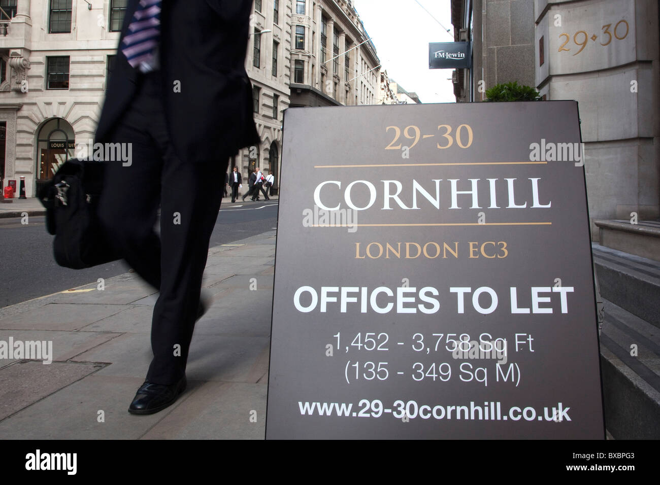 Sign, offices to let, in the financial district in London, England, United Kingdom, Europe Stock Photo