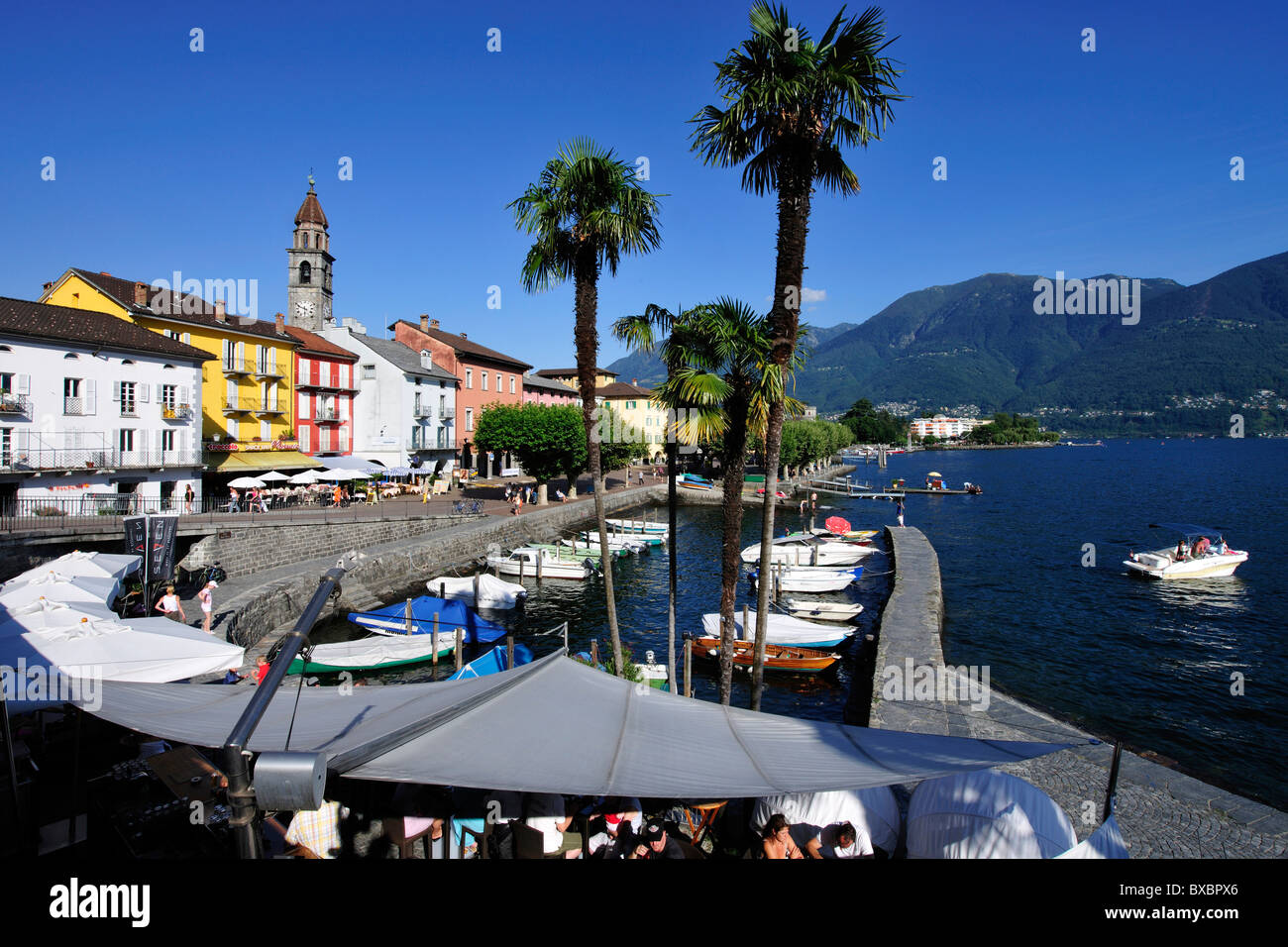 Ascona on Lago Maggiore, Lake Maggiore, Canton of Ticino, Switzerland, Europe Stock Photo