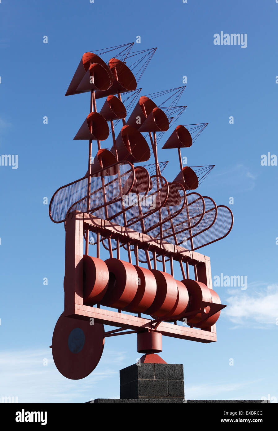 Wind chimes by César Manrique, 1992, Arrieta, Lanzarote, Canary Islands, Spain, Europe Stock Photo