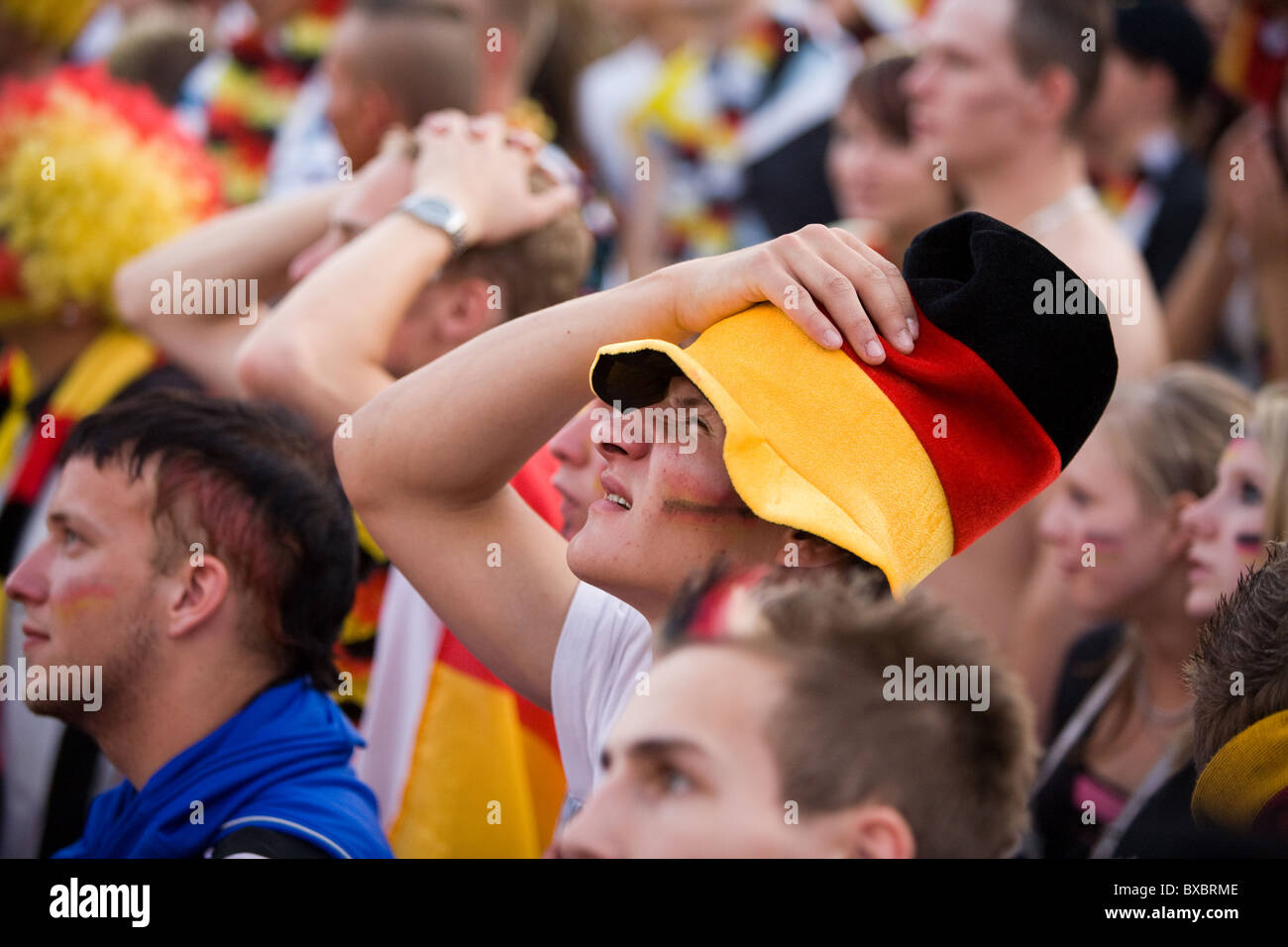 Football fans during the final of the European Championship, Berlin, Germany Stock Photo