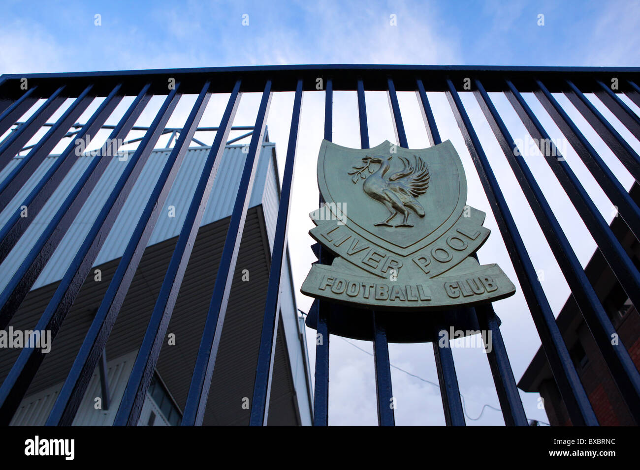 The gates to Anfield, Liverpool football club. Stock Photo