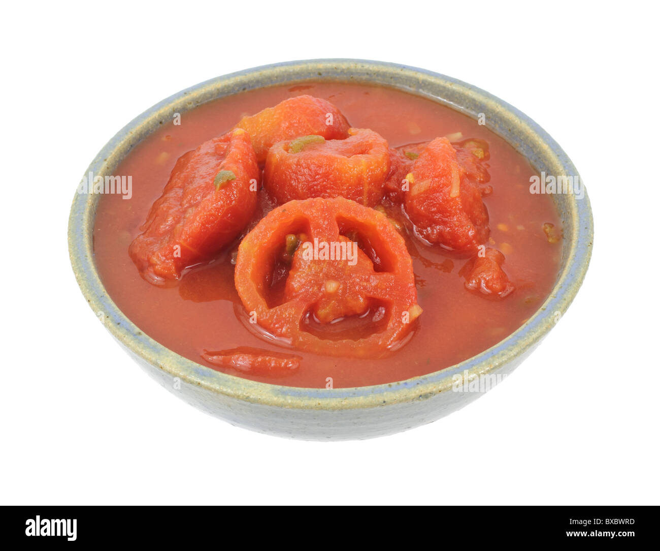 Stewed sliced tomatoes in old bowl Stock Photo Alamy