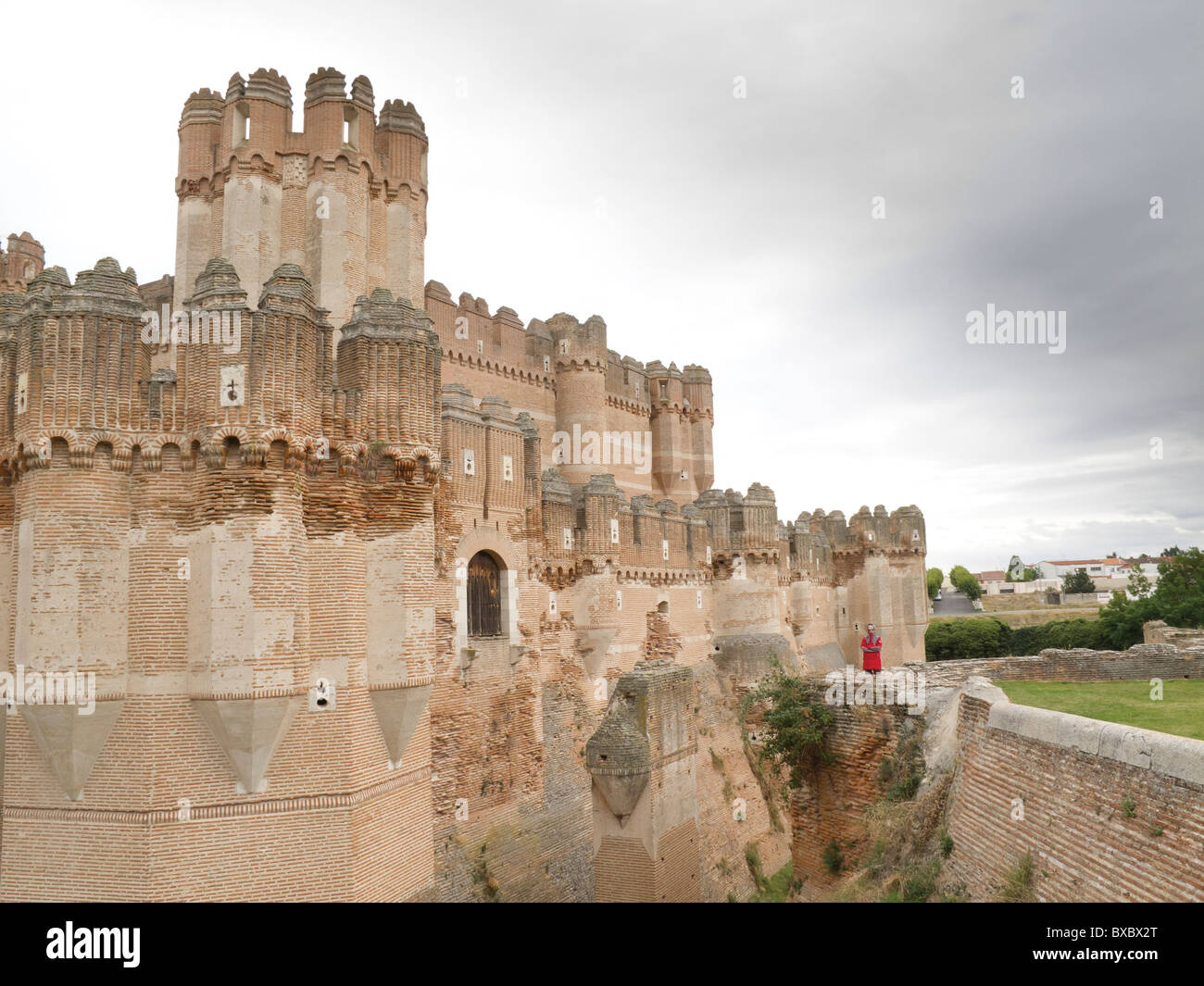 Gothic 'Mudejar' red-brich castle, Coca, Spain. Stock Photo