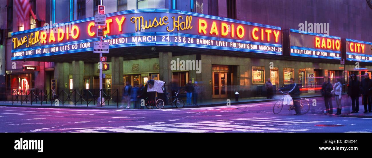 Panoramic of Radio City Music Hall at night Stock Photo - Alamy