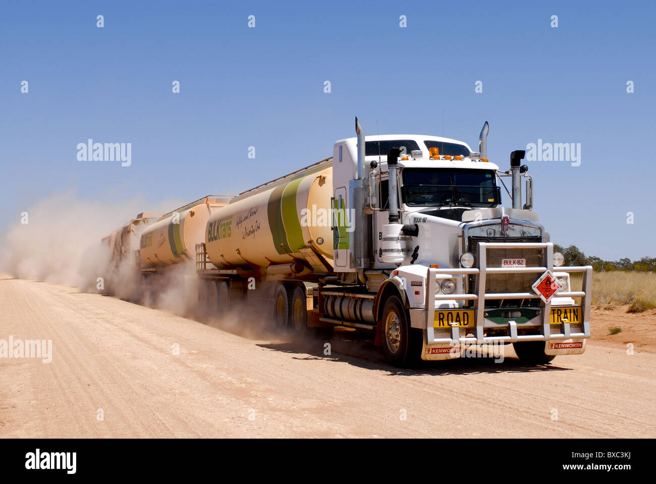 Road train in Australia Stock Photo