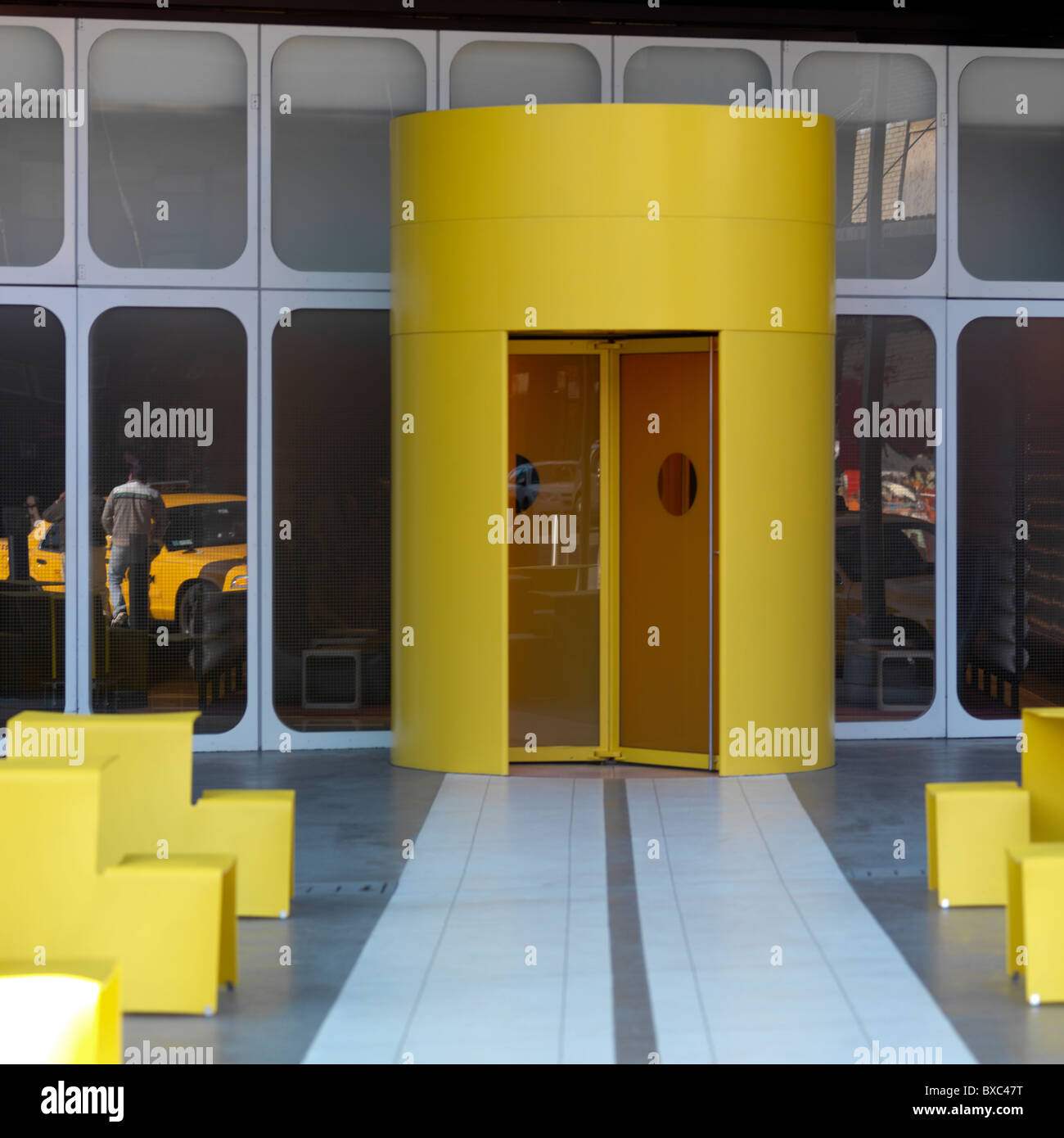 Yellow doorway entrance to the Standard Hotel in Manhattan, New York City, U.S.A. Stock Photo