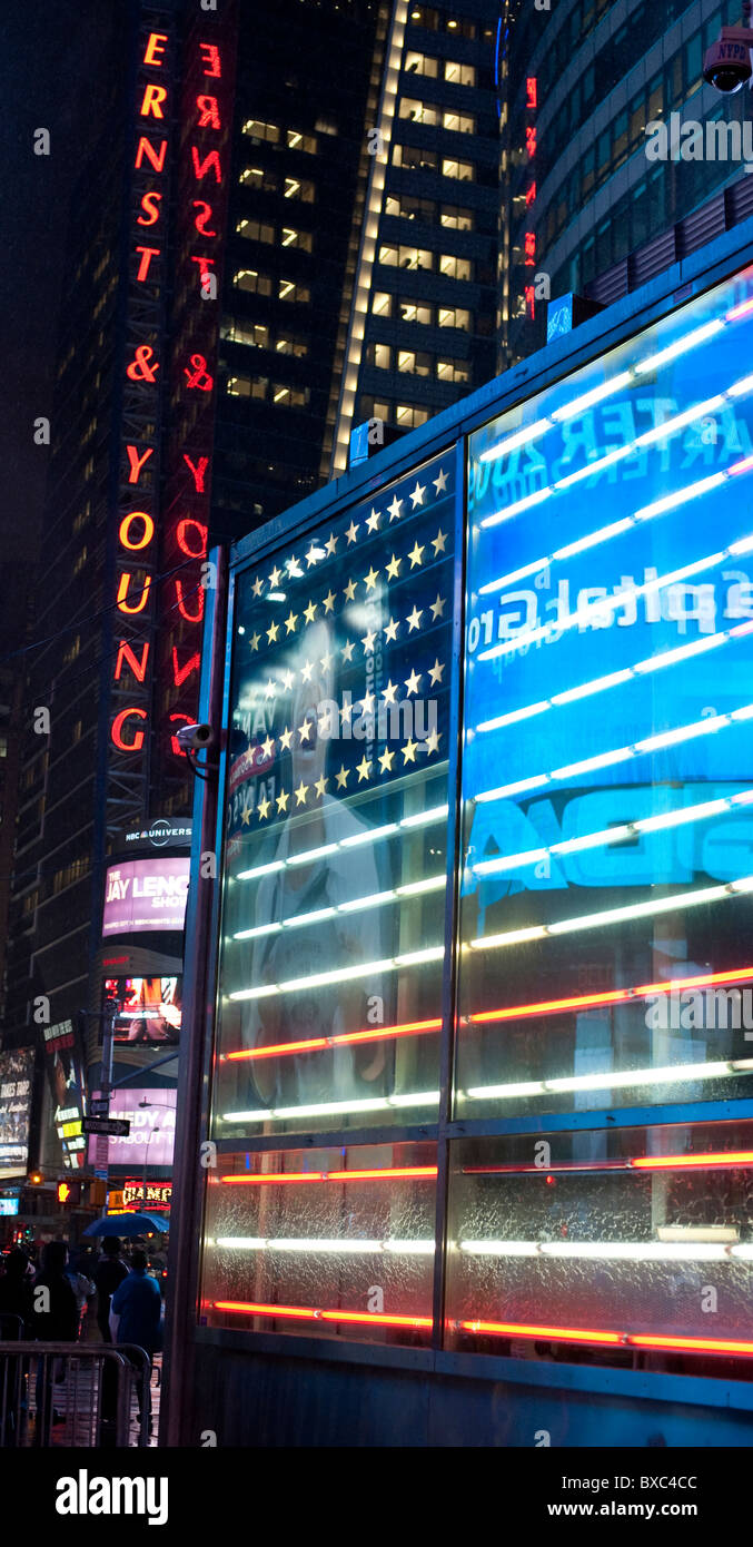 Neon lights in Times Square Manhattan, New York City, U.S.A Stock Photo