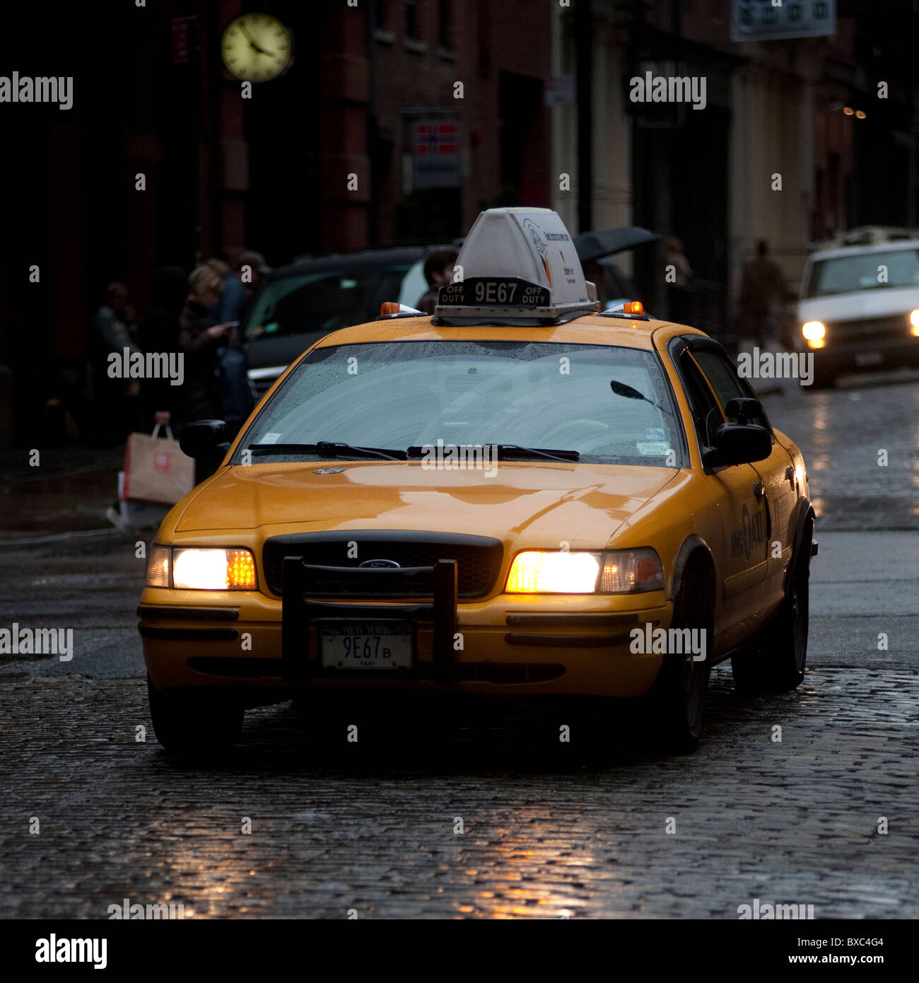 Yellow taxi in Manhattan, New York City, U.S.A. Stock Photo