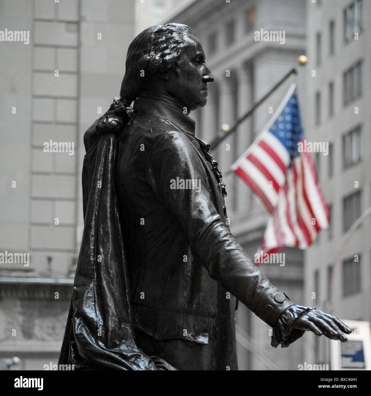 George Washington Statue in Manhattan, New York City, U.S.A. Stock Photo