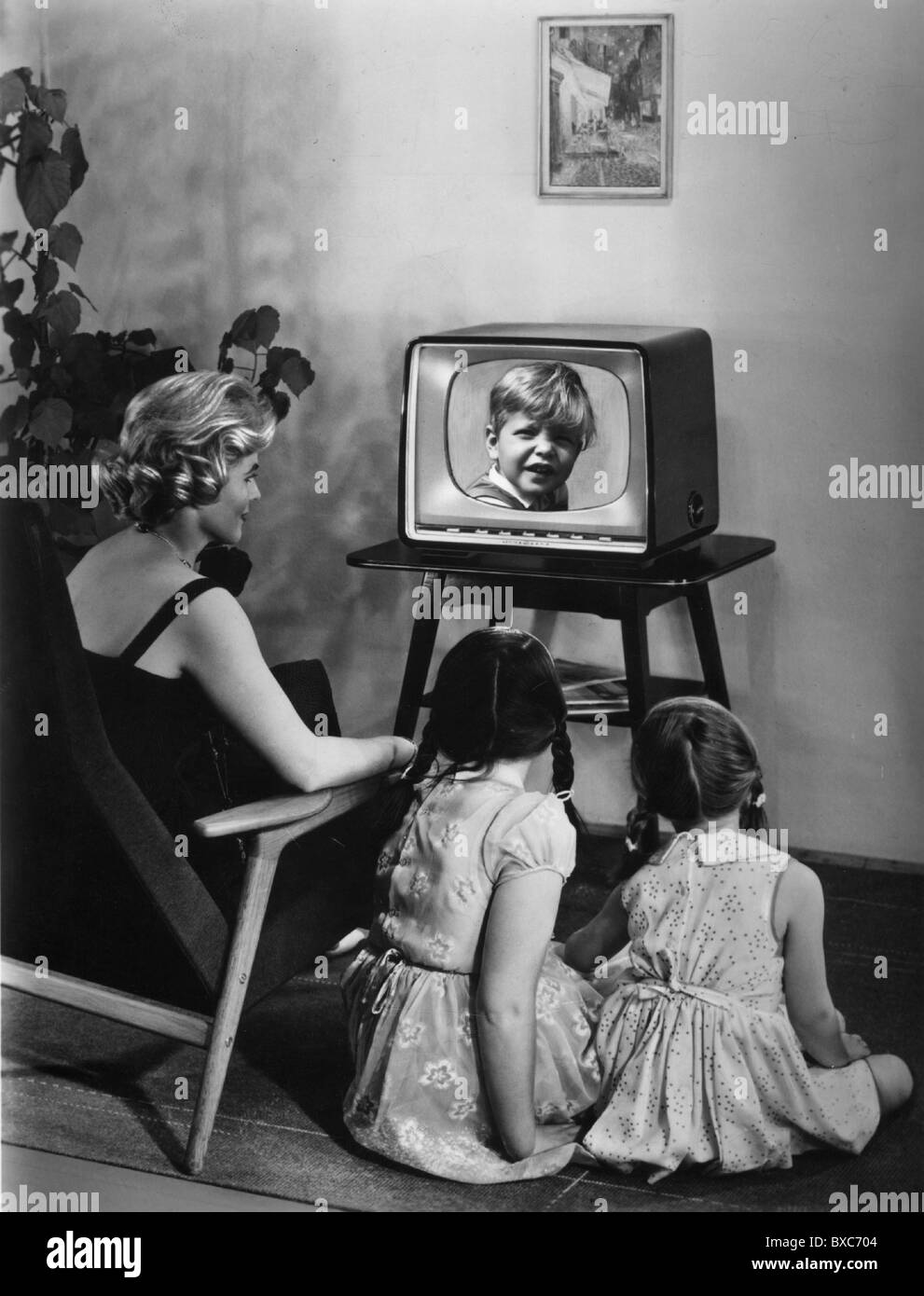 family watching tv 1960s