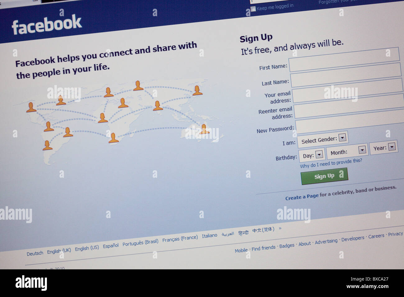 Facebook login page Stock Photo - Alamy