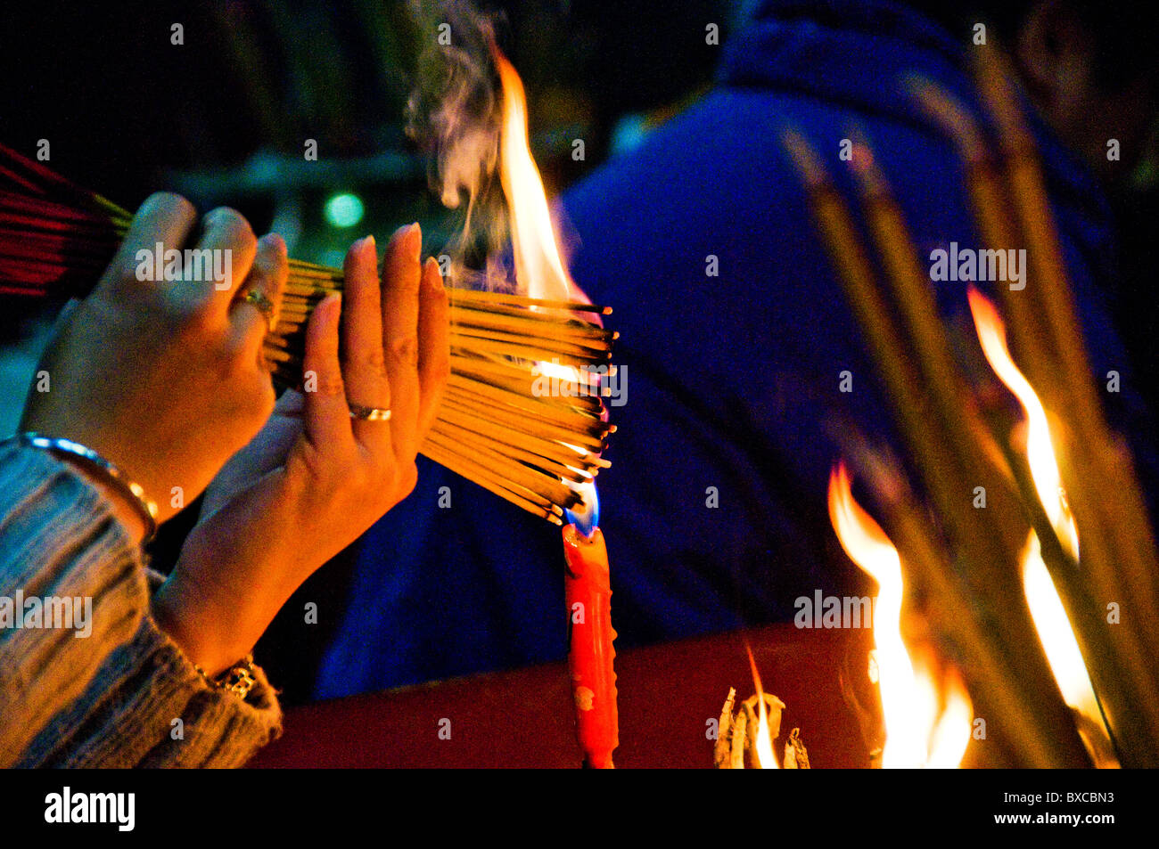 Incense shrine in temple in Hong Kong China Stock Photo Alamy