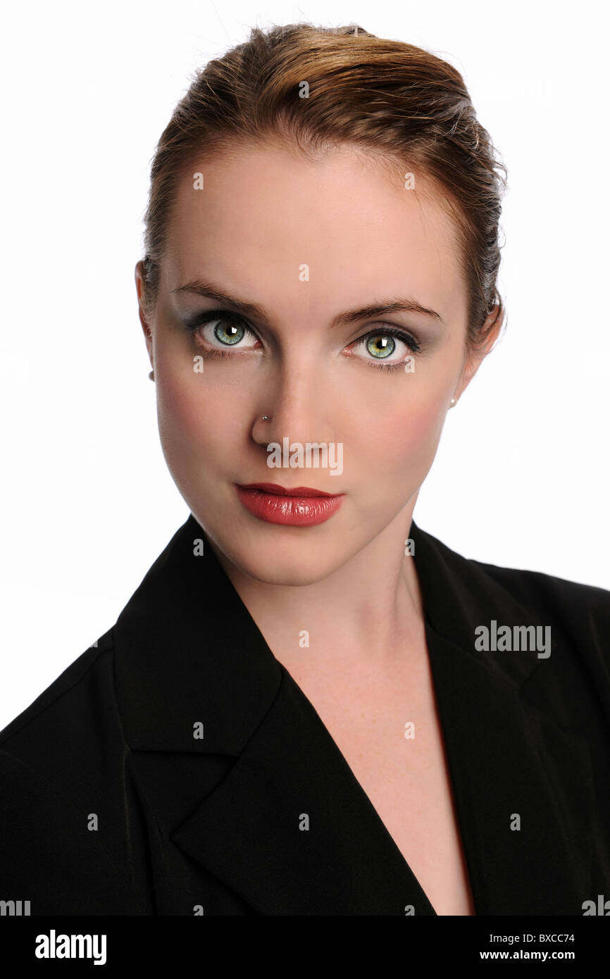 Portrait of woman in business suit isolated over white background Stock ...