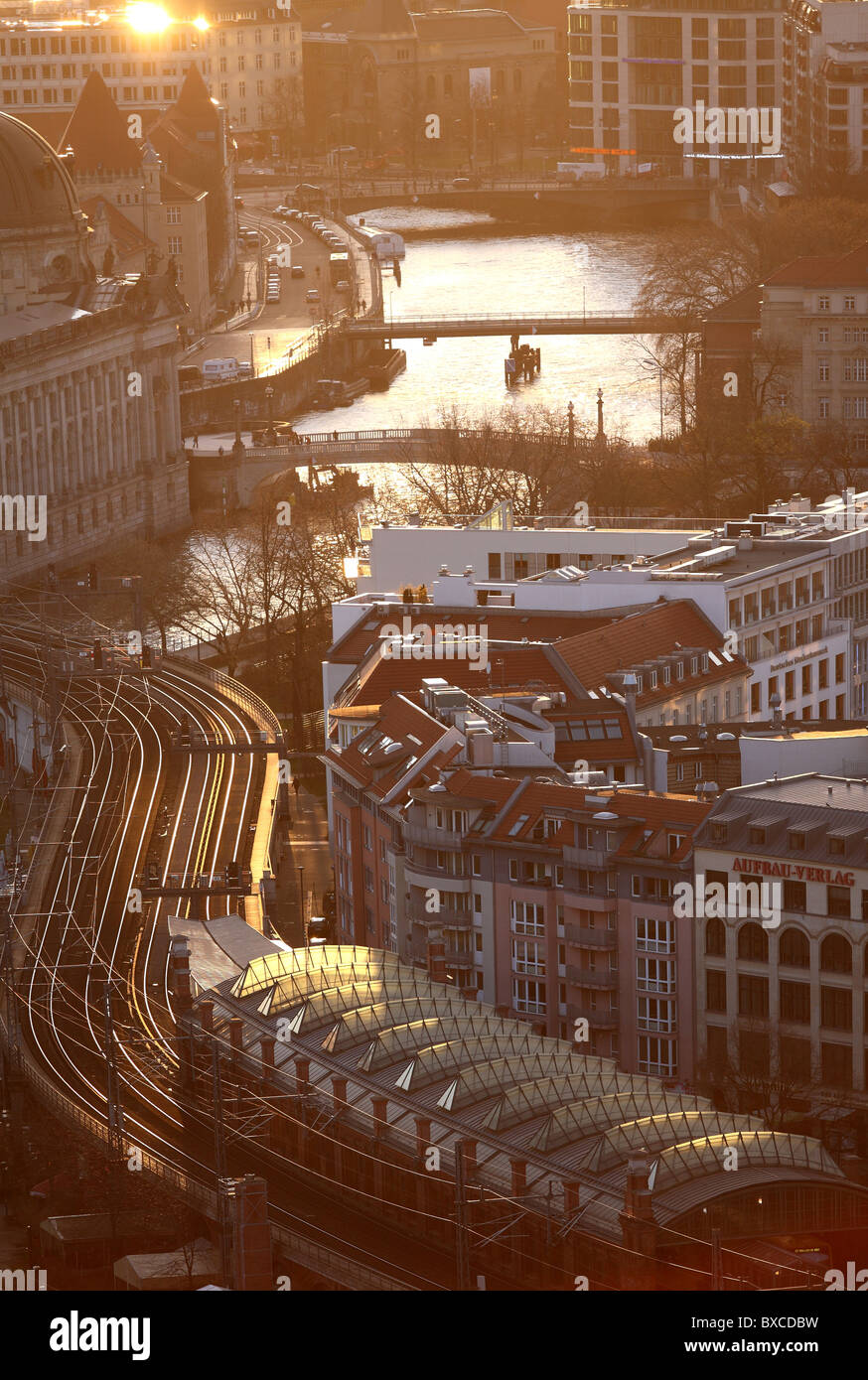 The S-Bahn station Hackescher Markt and the Spree river, Berlin, Germany Stock Photo