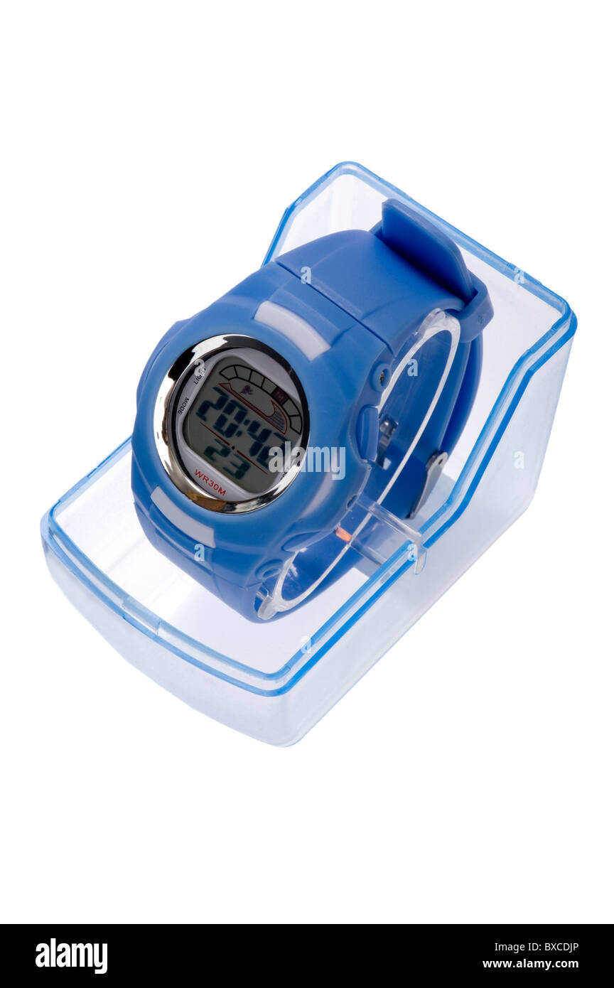 object on white - electronic watch close up Stock Photo