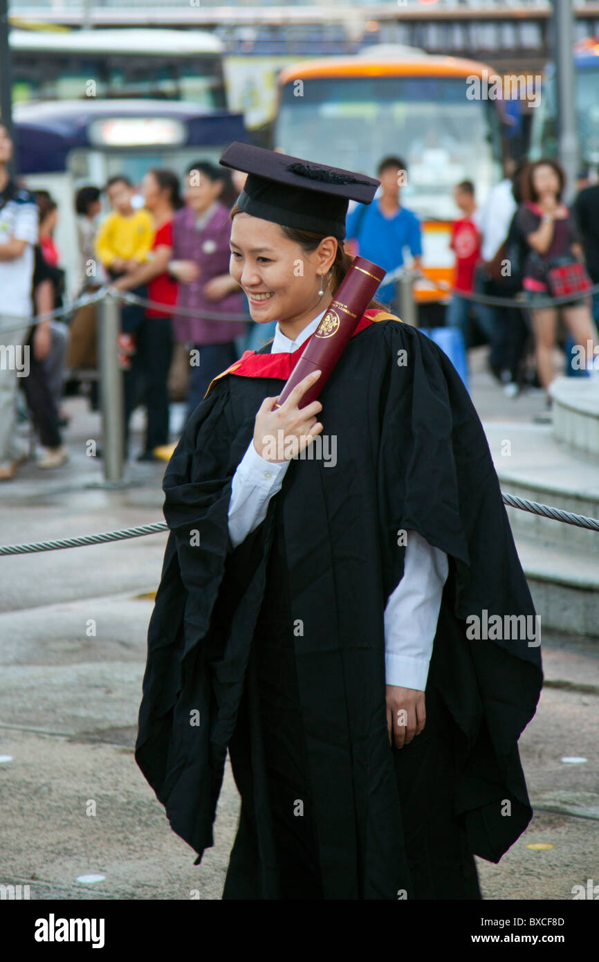 Hong kong graduate graduation diploma young girl hires stock