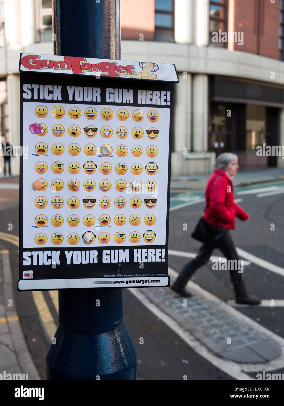 a stick your gum here board gum target in Kingston Surrey Stock Photo