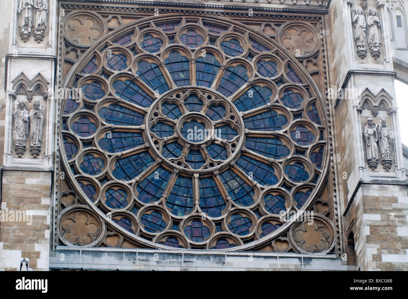 Stained glass window at The Nave entrance at Westminster Abbey, London England UK Stock Photo