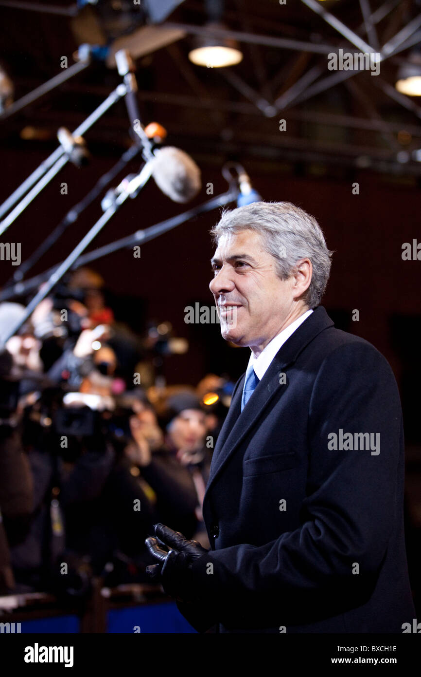 Portuguese prime minister Jose Socrates arrives to the EU Summit today 16 december 2010 Stock Photo