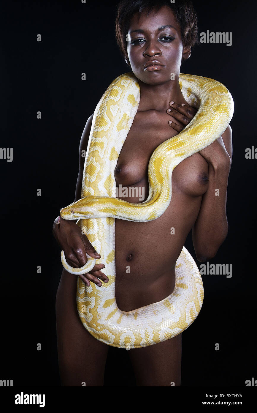 Woman with a snake Stock Photo