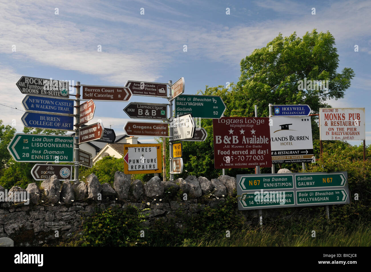 Signposts, Ballyvaughn, County Clare, Ireland Stock Photo