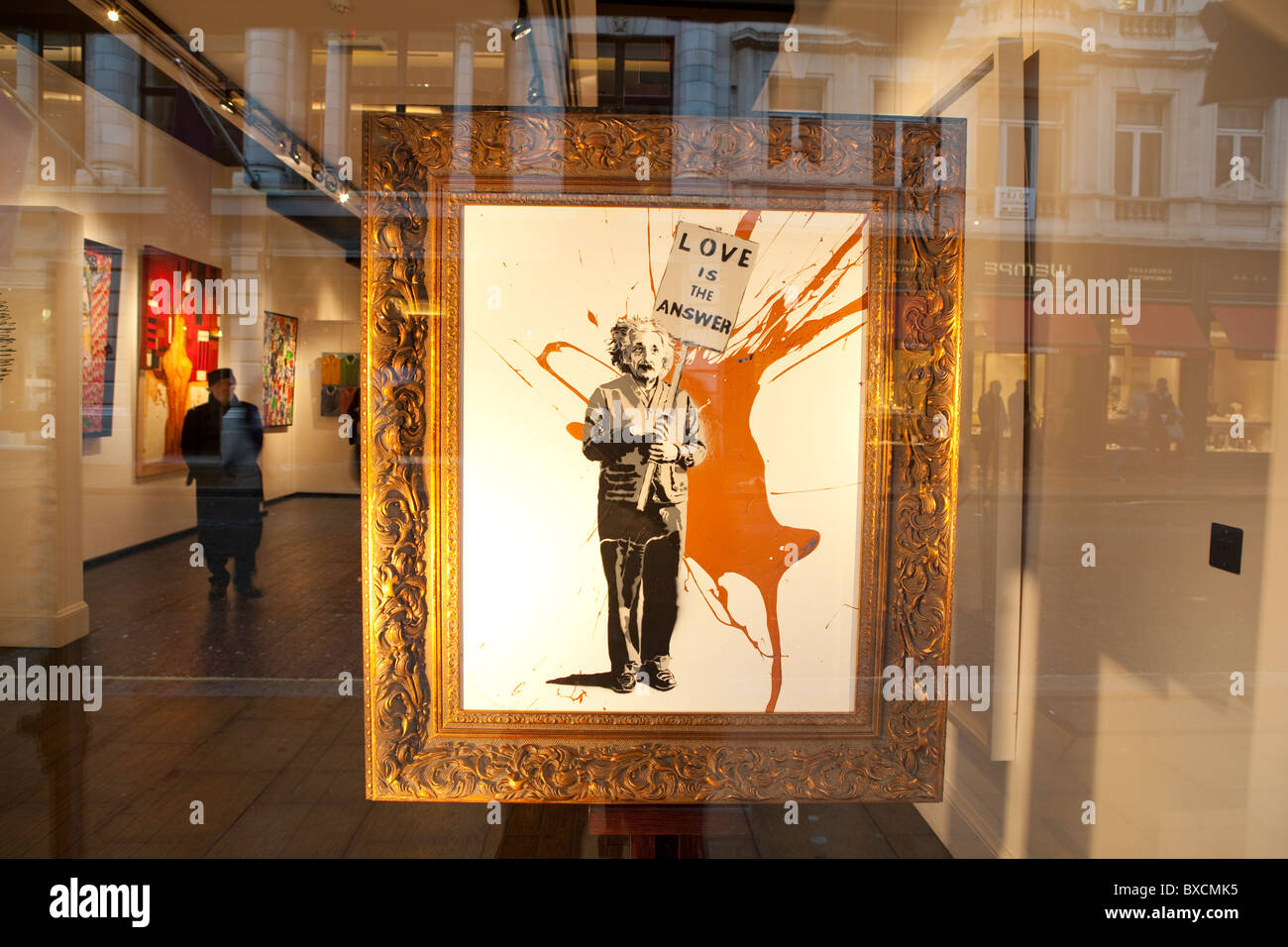 The Opera gallery in New Bond Street, London. Painting by Thierry Guetta, Mr Brainwash. Stock Photo