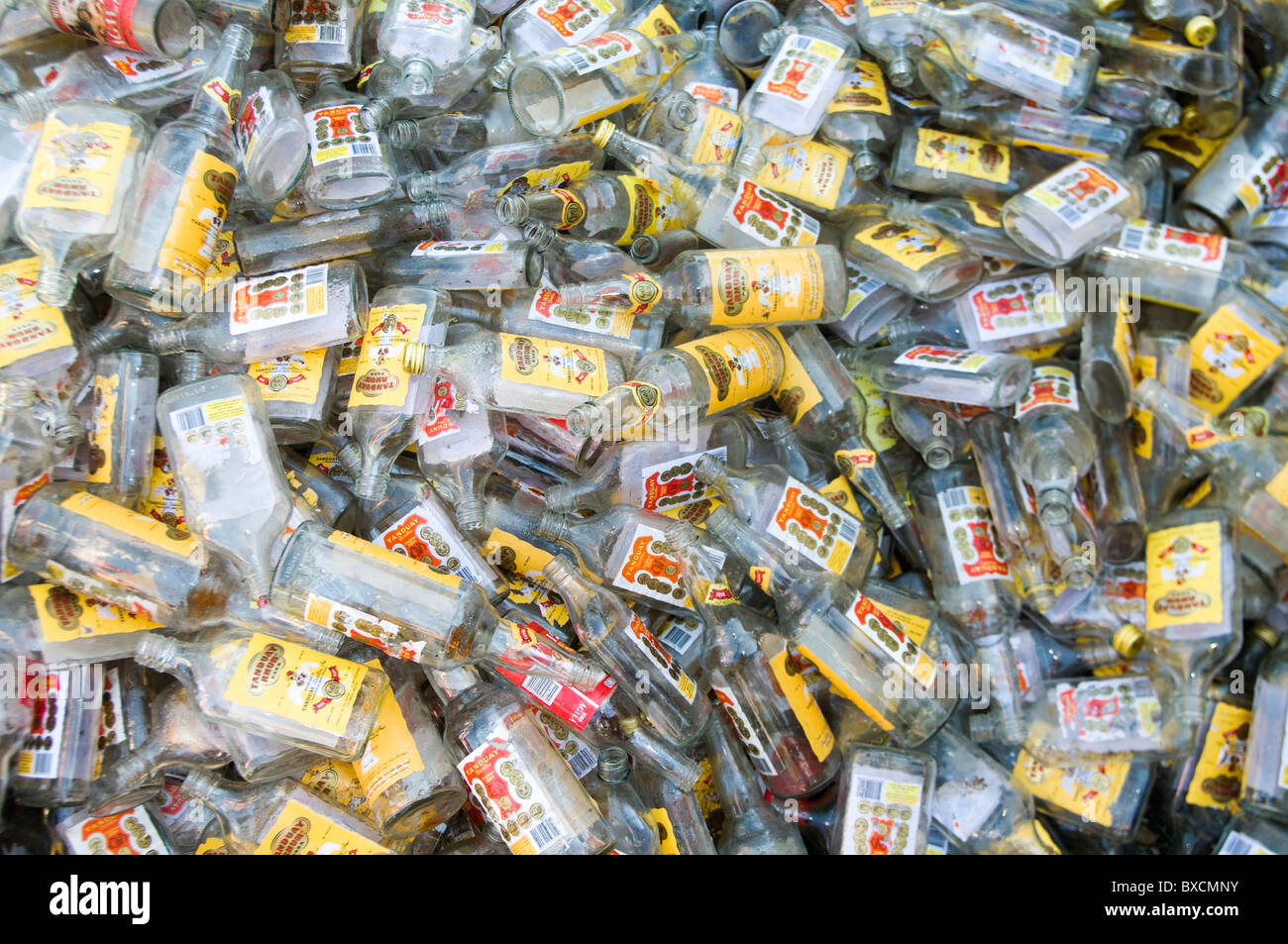 Empty rum bottles, Lake Sebu, South Cotabatu, Mindanao, Philippines Stock Photo Alamy