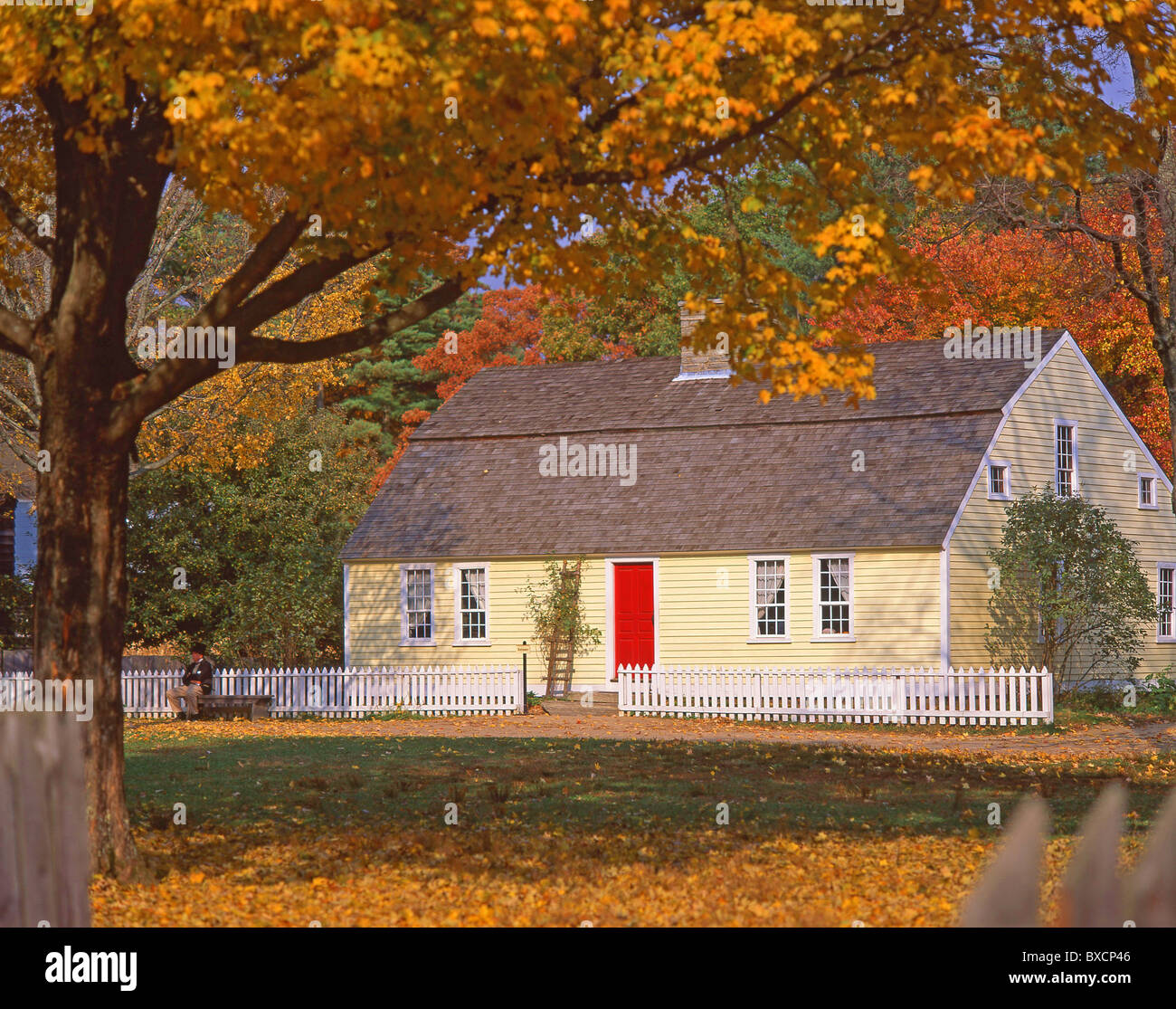 Colonial cottage in autumn (fall), Old Sturbridge Village, Sturbridge