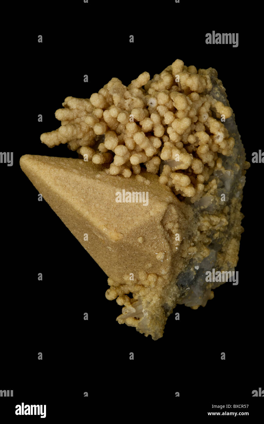 Calcite Crystal Covered with Siderite - Bulgaria - Drouba Mine - Rhodopi Mountains Stock Photo
