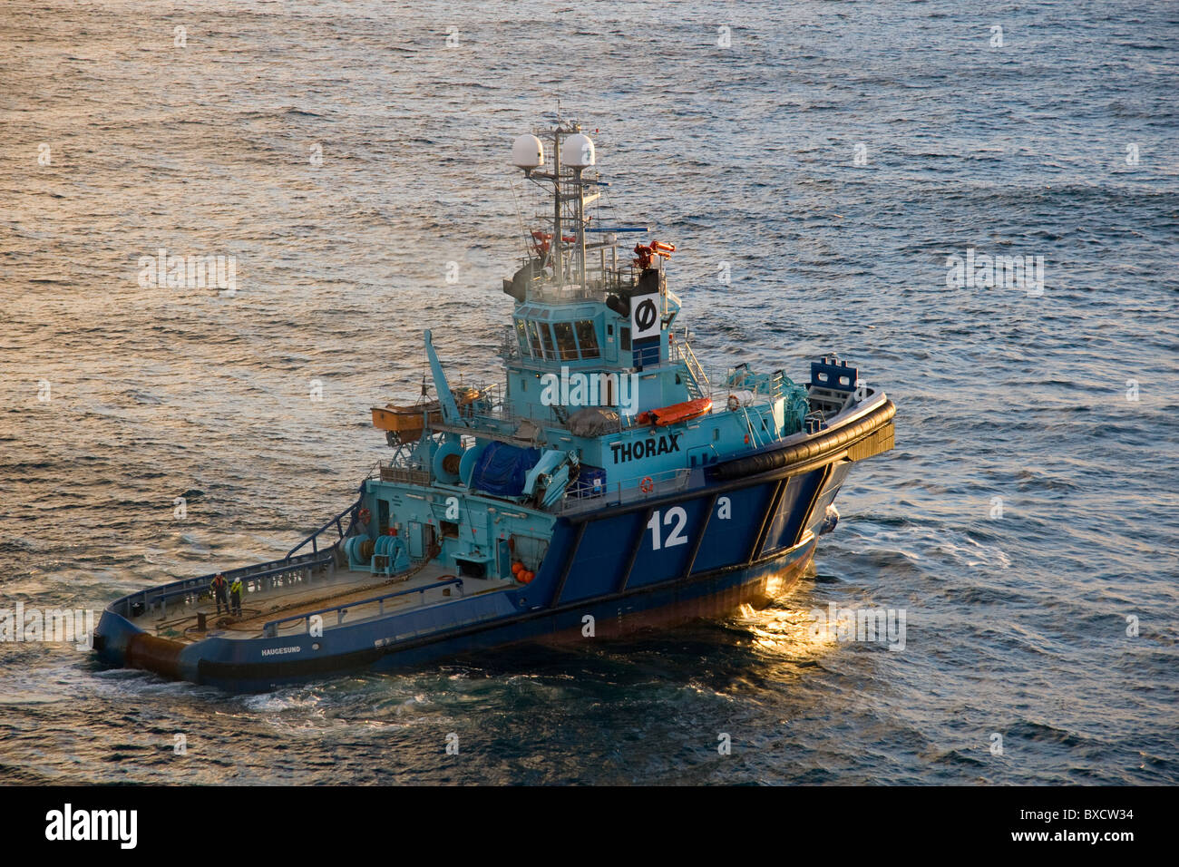 The Tug Thorax in the British sector of the North Sea. Stock Photo