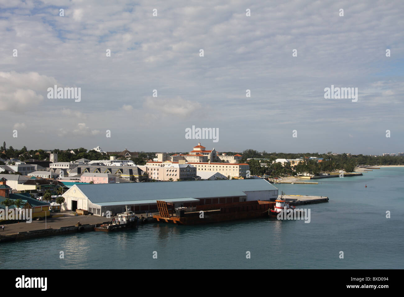 Aerial view from a cruiseship of the city of Nassau, Bahamas Stock Photo