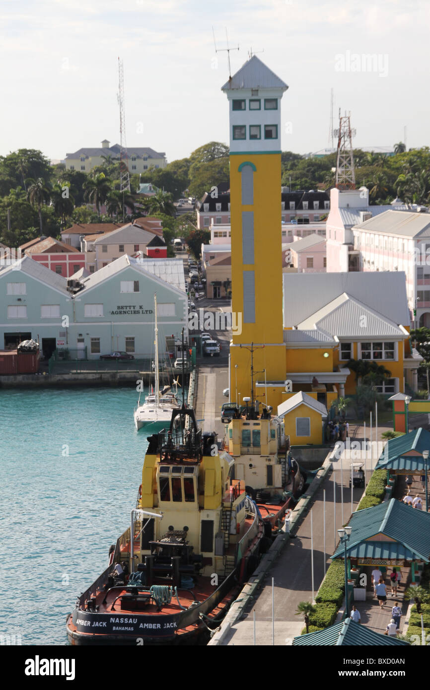 Aerial view, taken from a cruise ship, of Nassau, capital of the Bahamas Stock Photo