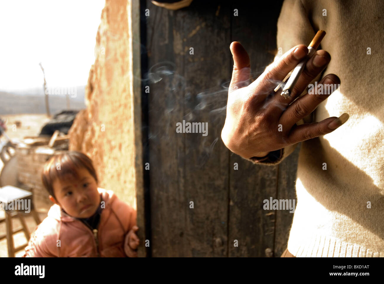 China cave dwellers/Father's long fingernail Stock Photo