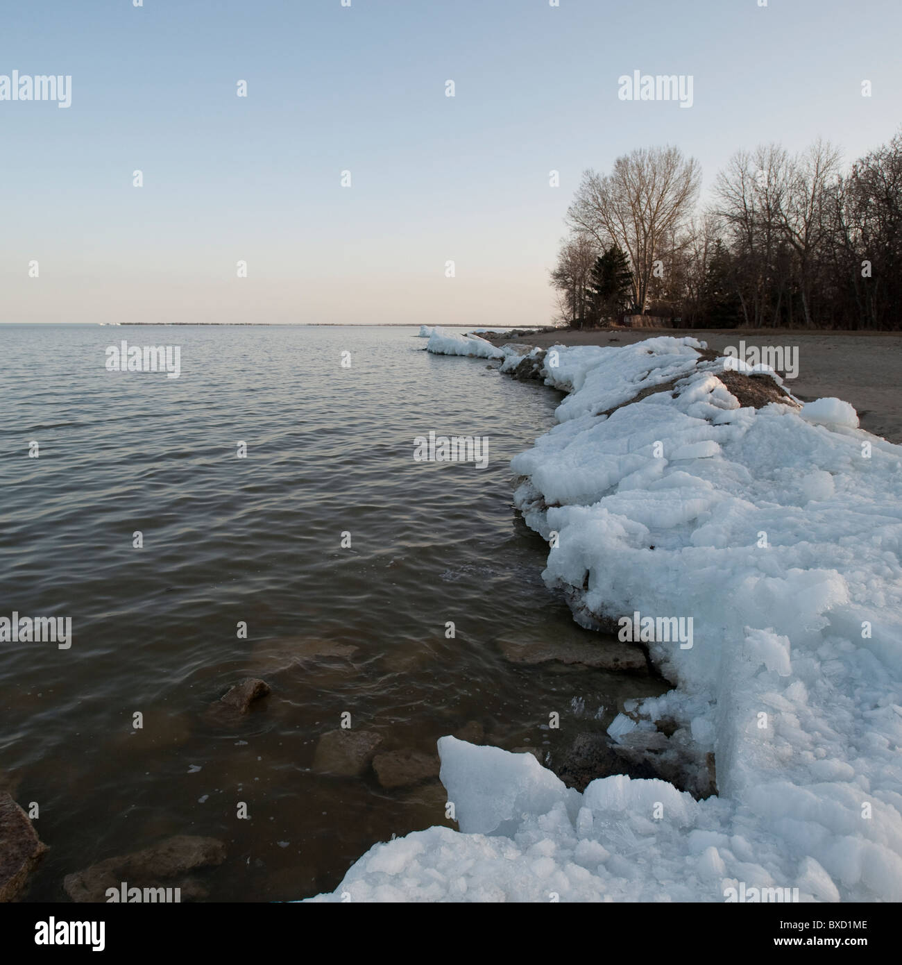 Ice formation on Lake Winnipeg at Gimli, Manitoba, Canada Stock Photo